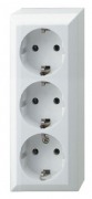  Business Line three-gang wall mounted socket, white