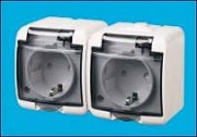  AQUASTAR wall mounted double socket, white, IP44 (STOCK CLEARING SALE WHILE STOCK LASTS)