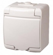  22141 Aquastar socket with flapper, white, IP44  (STOCK CLEARING SALE WHILE STOCK LASTS)