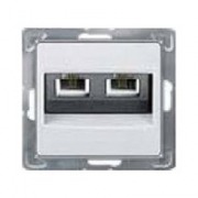  CARIVA recessed 2xRJ45 Cat6 UTP datacom socket without frame, white