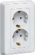 CARIVA double recessed two-pole socket with screw fixing, earthing, cover and frame, 16A