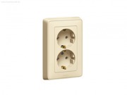  CARIVA double recessed socket with earthing and frame, beige