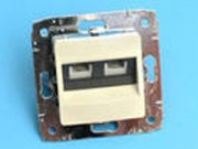  CARIVA recessed 2xRJ11 phone socket without frame, beige