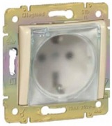  VALENA recessed socket with earthing and flapper, IP44, ivory