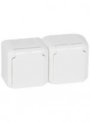  782374 Forix IP44 wall mounted double socket with earthing, flapper and child protection, white