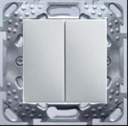  NOVA PDK 14-106+6 double two-way switch base with rocker, 10A, silver (STOCK CLEARING SALE WHILE STOCK LASTS)