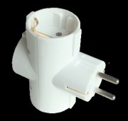  TDF 3-way T-splitter with side earthing contacts, turned 90�, white