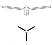  V3T-0,5/60-60 h�rom�g� ac�l oszlopkar, 0,5m karhossz, �tm. 60mm oszlopcs�csra, 60mm kar�tm�r�