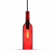  Wine bottle shape fixed pendant lighting, red,  72x280x1150mm, with glass sade, for 1x60W/E14 light source (VT-7558)