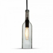  Wine bottle shape fixed pendant lighting, transparent,  72x280x1150mm, with glass sade, for 1x60W/E14 light source (VT-7558)
