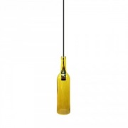  Wine bottle shape fixed pendant lighting, yellow,  72x280x1150mm, with glass sade, for 1x60W/E14 light source (VT-7558)
