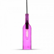  Wine bottle shape fixed pendant lighting, rose,  72x280x1150mm, with glass sade, for 1x60W/E14 light source (VT-7558)