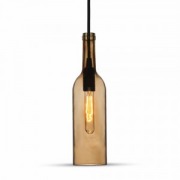  Wine bottle shape fixed pendant lighting, brown,  72x280x1150mm, with glass sade, for 1x60W/E14 light source (VT-7558)