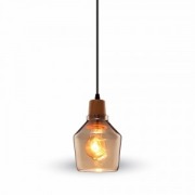  Amber pendant lighting, parachute-shaped shade, metal & wood, 135x240x1150mm, 1x60W / E27 light source (VT-7130)