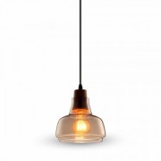  Amber pendant lighting, large parachute-shaped shade, metal & wood, 165x220x1100mm, 1x60W / E27 light source (VT-7170)