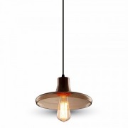  Amber pendant lighting, plate-shaped shade, metal & wood, 235x140x1050mm, 1x60W / E27 light source (VT-7240)
